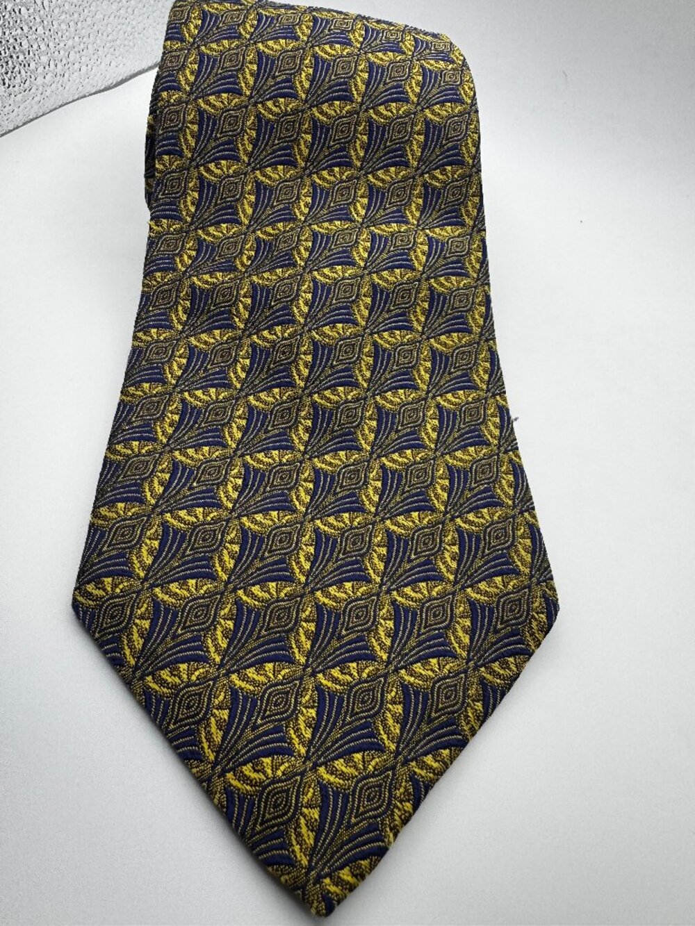 Robert Talbott Nordstrom Best of Class Silk Necktie Gold Blue Abstract Medallion